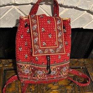 Vera Bradley Boho Red Floral Backpack